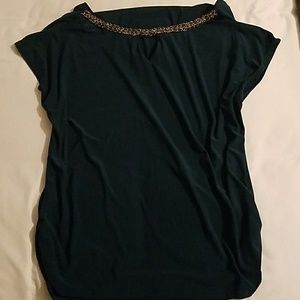 Dark green dolman top with beading
